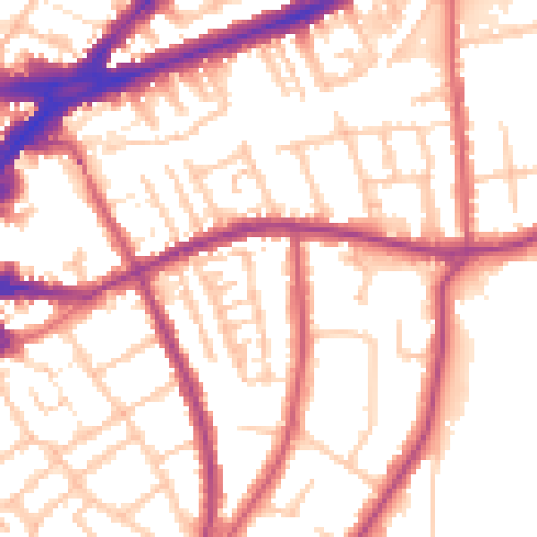 Daytime road noise heatmap for TW10 6BY