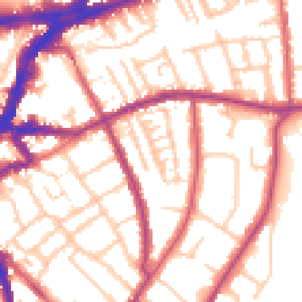 Daytime road noise heatmap for TW10 6DJ