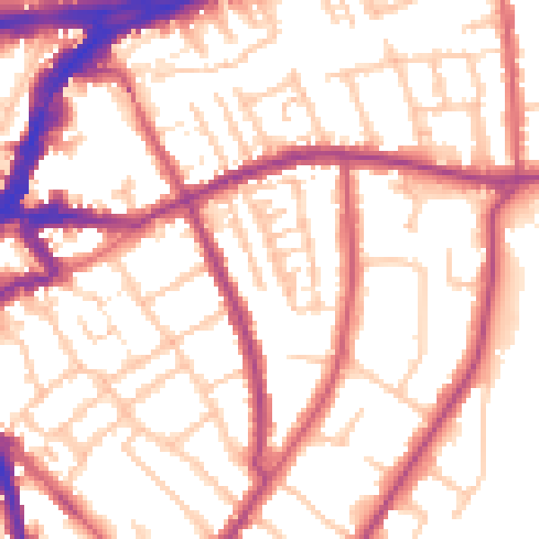 Daytime road noise heatmap for TW10 6DL