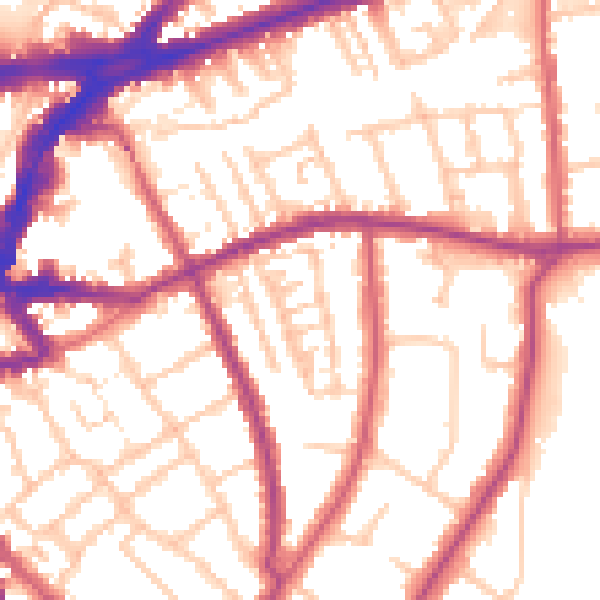 Daytime road noise heatmap for TW10 6DT