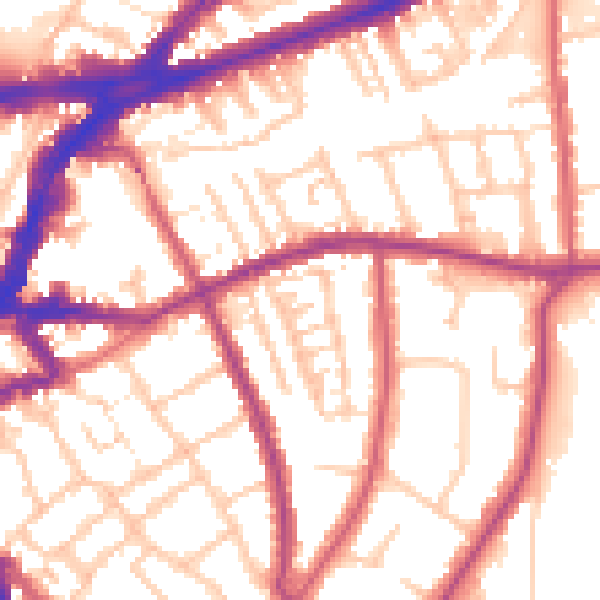 Daytime road noise heatmap for TW10 6DX