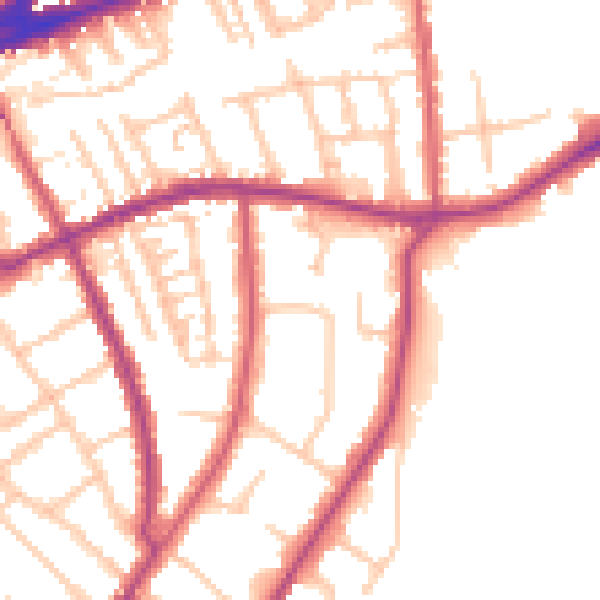 Daytime road noise heatmap for TW10 6EJ