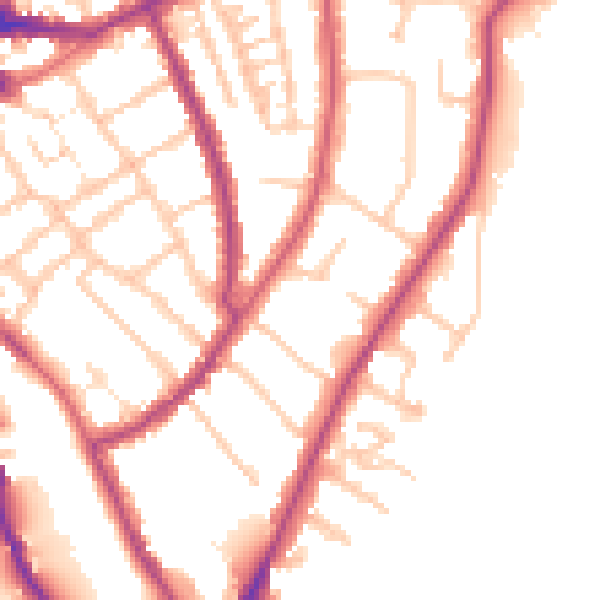 Daytime road noise heatmap for TW10 6GU