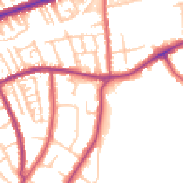 Daytime road noise heatmap for TW10 6HS