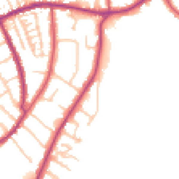 Daytime road noise heatmap for TW10 6HU