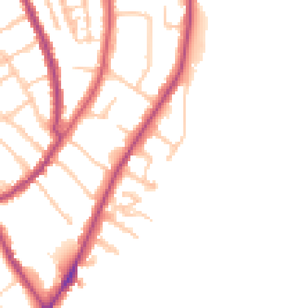 Daytime road noise heatmap for TW10 6JE