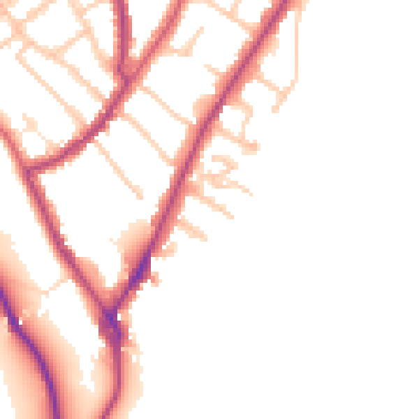 Daytime road noise heatmap for TW10 6JQ