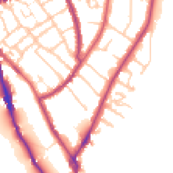Daytime road noise heatmap for TW10 6JR
