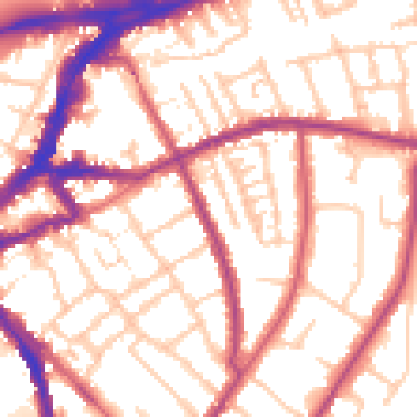 Daytime road noise heatmap for TW10 6LN