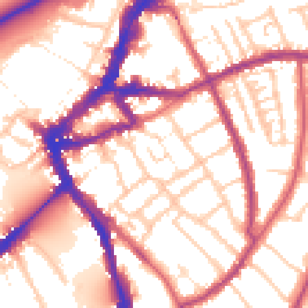 Daytime road noise heatmap for TW10 6PD