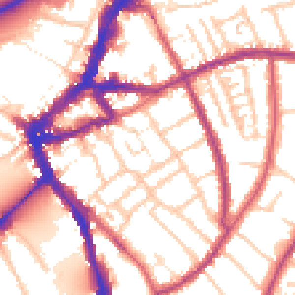 Daytime road noise heatmap for TW10 6PE