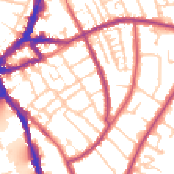 Daytime road noise heatmap for TW10 6PJ