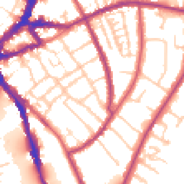 Daytime road noise heatmap for TW10 6PL