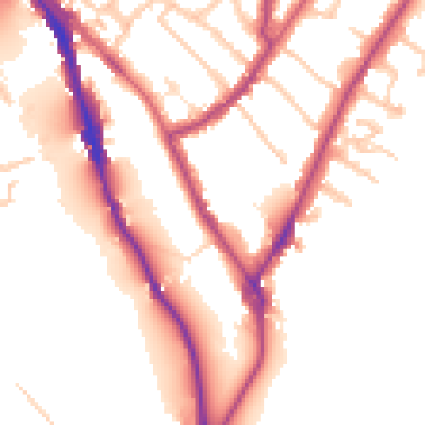 Daytime road noise heatmap for TW10 6RN