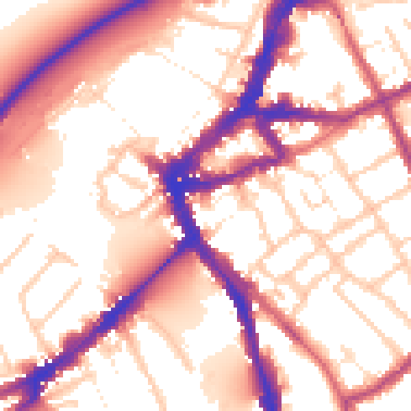 Daytime road noise heatmap for TW10 6SB