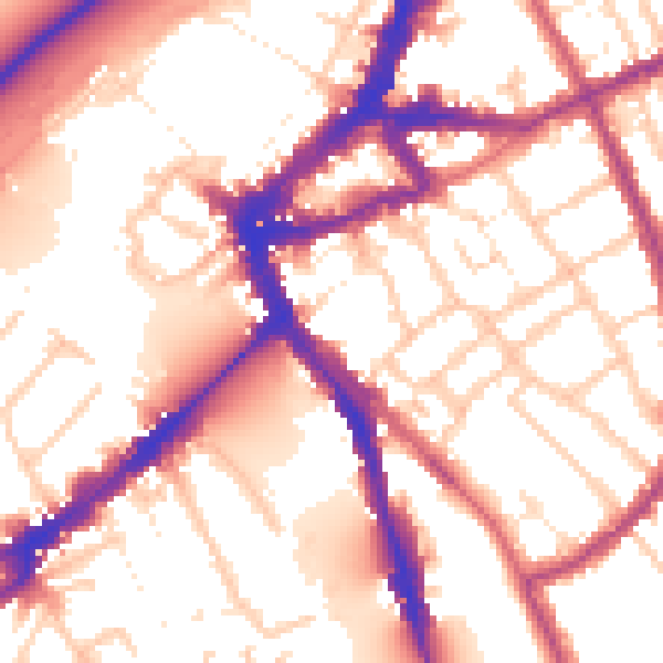 Daytime road noise heatmap for TW10 6UD