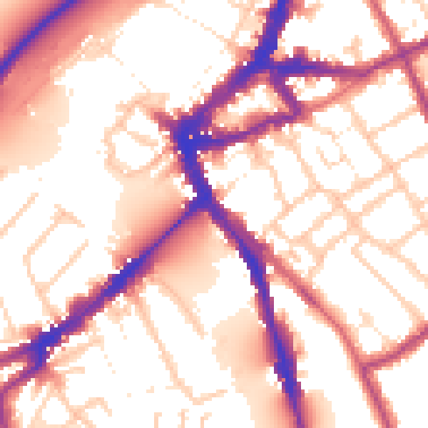 Daytime road noise heatmap for TW10 6UQ
