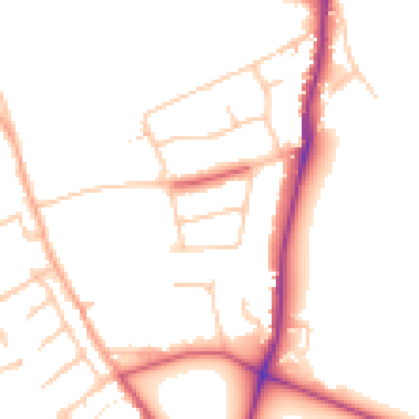 Daytime road noise heatmap for TW10 7BU
