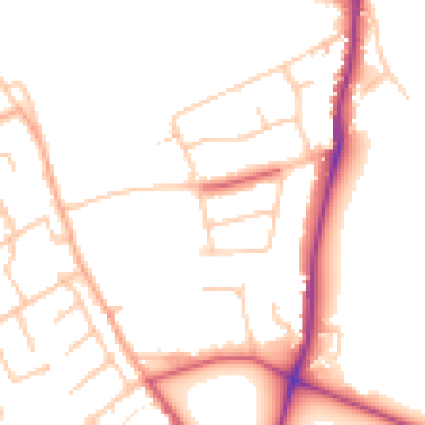 Daytime road noise heatmap for TW10 7BZ