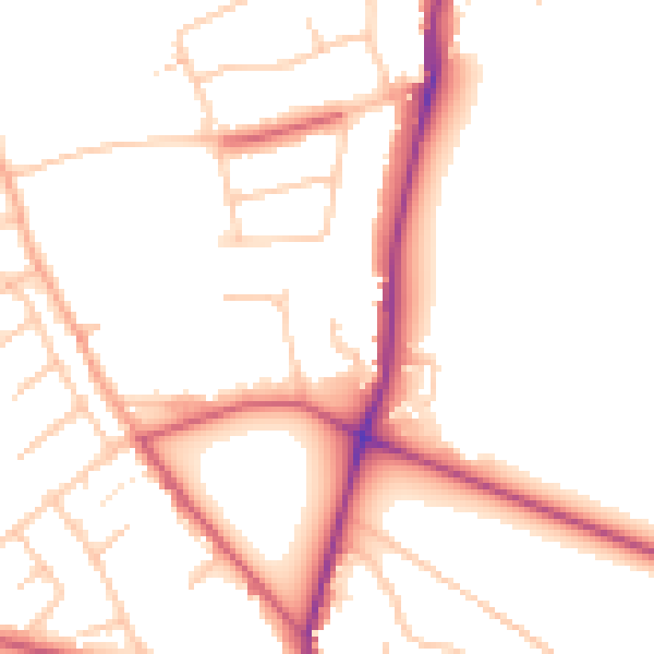 Daytime road noise heatmap for TW10 7DF