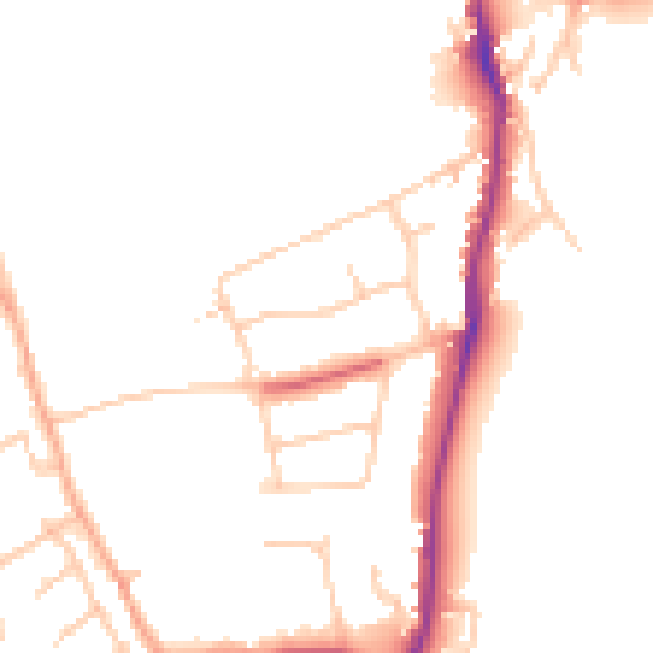 Daytime road noise heatmap for TW10 7EH