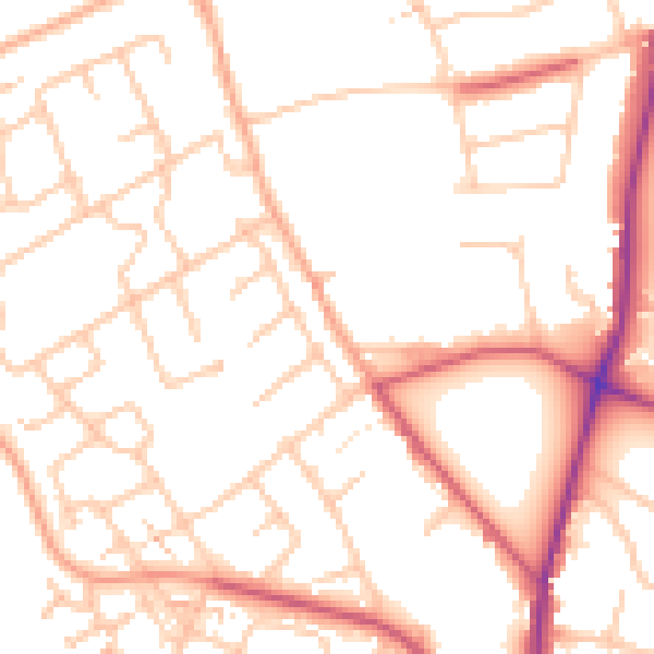 Daytime road noise heatmap for TW10 7HR