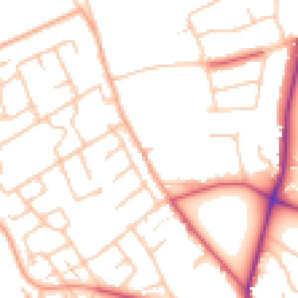 Daytime road noise heatmap for TW10 7HU