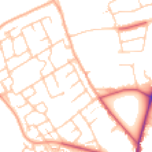 Daytime road noise heatmap for TW10 7LA