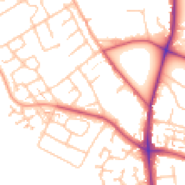 Daytime road noise heatmap for TW10 7LS