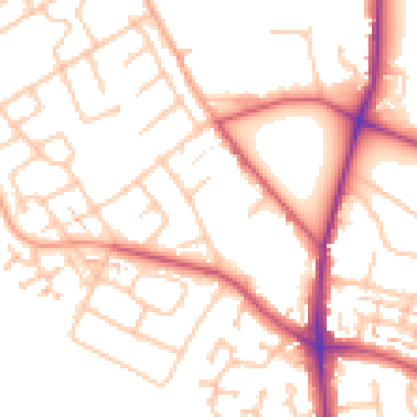 Daytime road noise heatmap for TW10 7LU