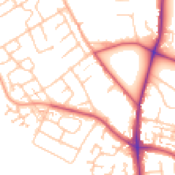 Daytime road noise heatmap for TW10 7LX