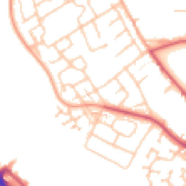 Daytime road noise heatmap for TW10 7TT