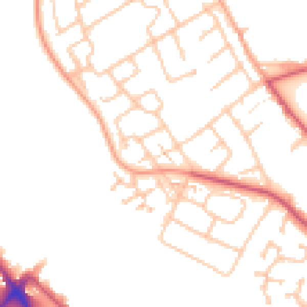 Daytime road noise heatmap for TW10 7TX