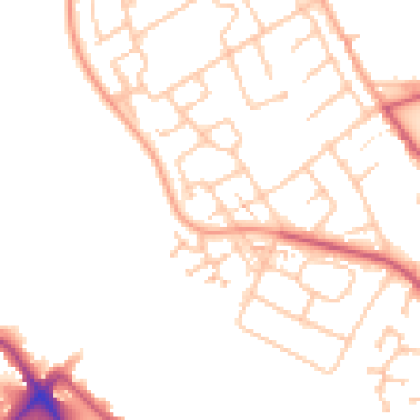 Daytime road noise heatmap for TW10 7TZ