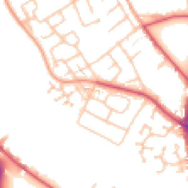Daytime road noise heatmap for TW10 7XS