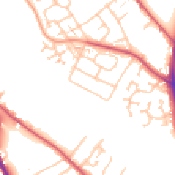 Daytime road noise heatmap for TW10 7YE
