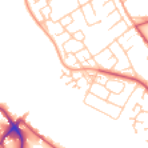 Daytime road noise heatmap for TW10 7YN