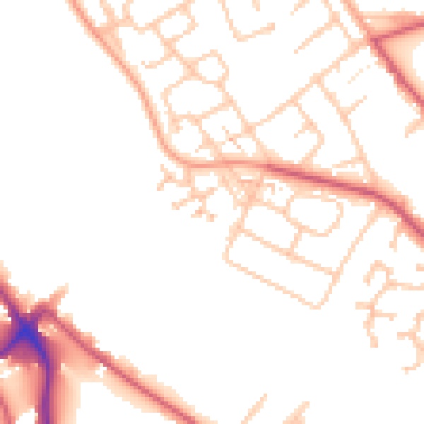 Daytime road noise heatmap for TW10 7YP