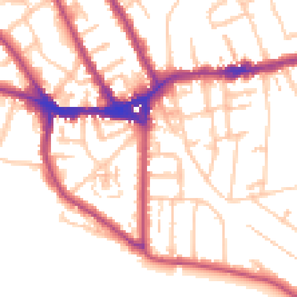 Daytime road noise heatmap for TW11 0AB
