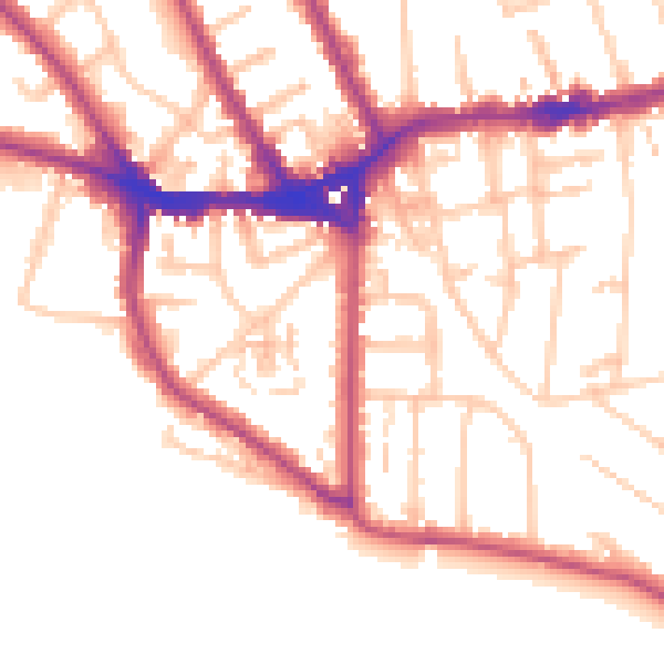 Daytime road noise heatmap for TW11 0AH