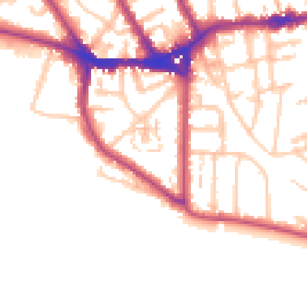 Daytime road noise heatmap for TW11 0AL