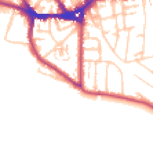 Daytime road noise heatmap for TW11 0AN