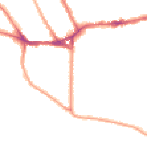Night-time road noise heatmap for TW11 0AU
