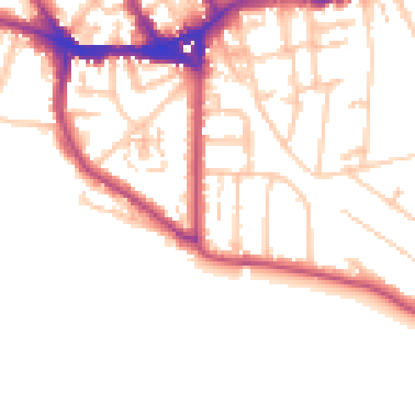 Daytime road noise heatmap for TW11 0AW