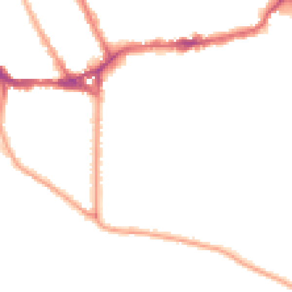 Night-time road noise heatmap for TW11 0BA