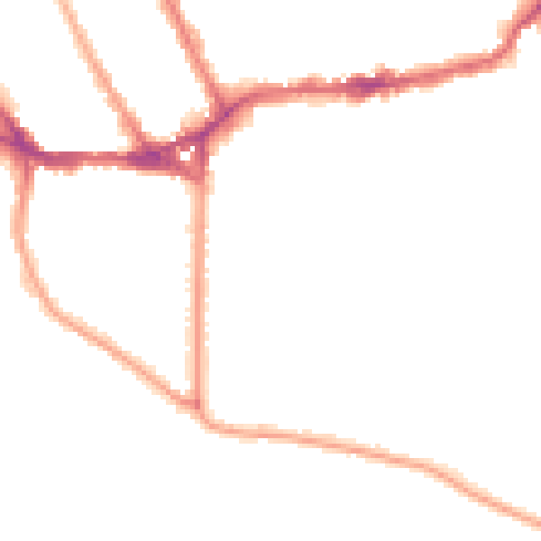 Night-time road noise heatmap for TW11 0BB