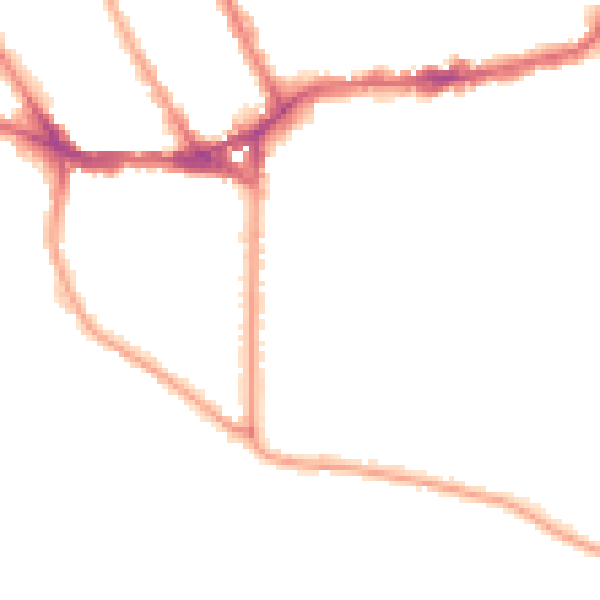 Night-time road noise heatmap for TW11 0BD