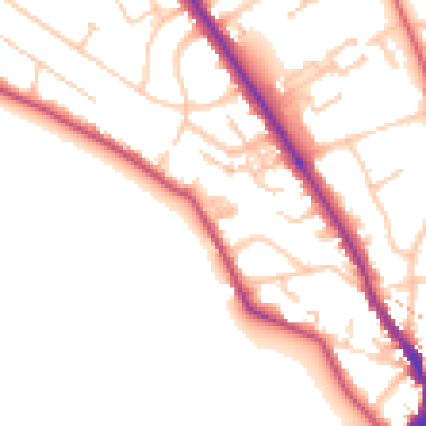 Daytime road noise heatmap for TW11 0BF