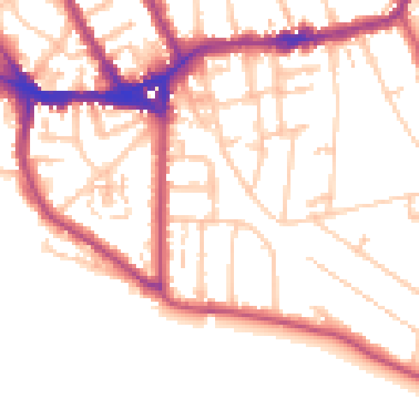 Daytime road noise heatmap for TW11 0BG