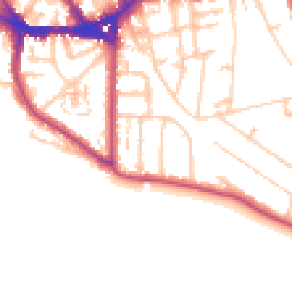 Daytime road noise heatmap for TW11 0BH